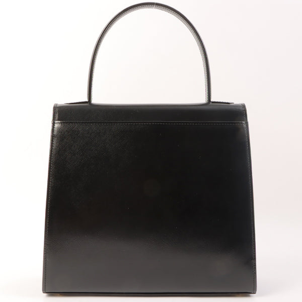 YVES SAINT LAURENT Logo Plate Top Handle Bag Black