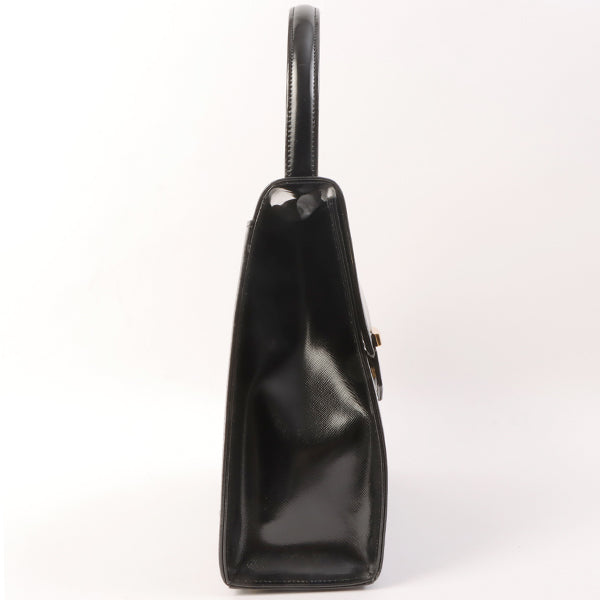 YVES SAINT LAURENT Logo Plate Top Handle Bag Black