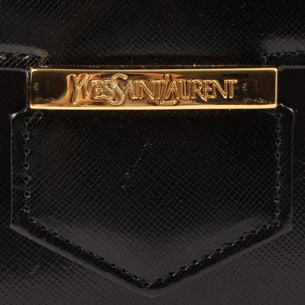 YVES SAINT LAURENT Logo Plate Top Handle Bag Black