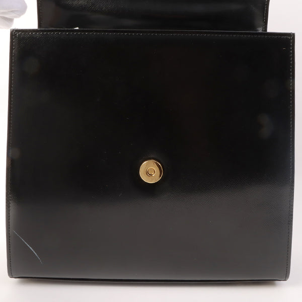 YVES SAINT LAURENT Logo Plate Top Handle Bag Black