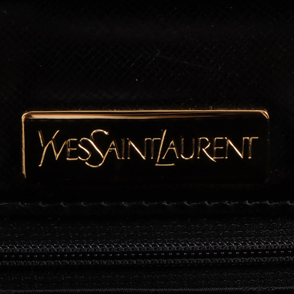 YVES SAINT LAURENT Logo Plate Top Handle Bag Black