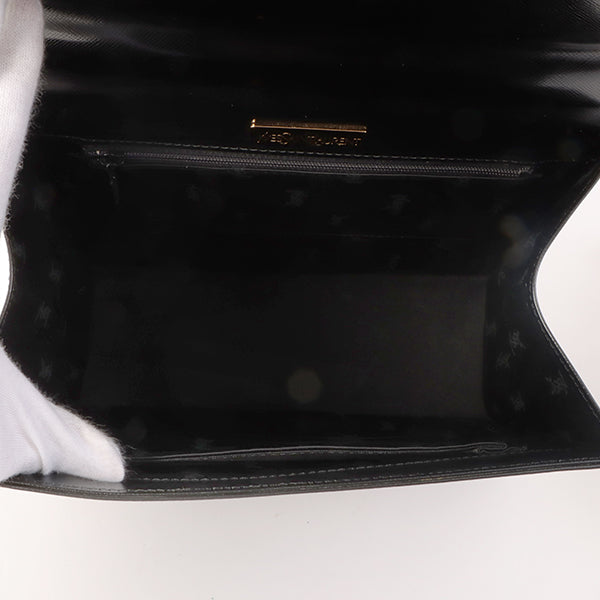 YVES SAINT LAURENT Logo Plate Top Handle Bag Black