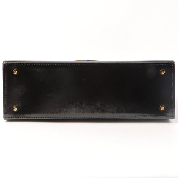 YVES SAINT LAURENT Logo Plate Top Handle Bag Black