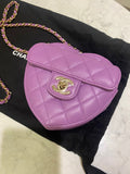 Chanel CC In Love Heart Clutch with Chain Purple Lambskin Light Gold Hardware