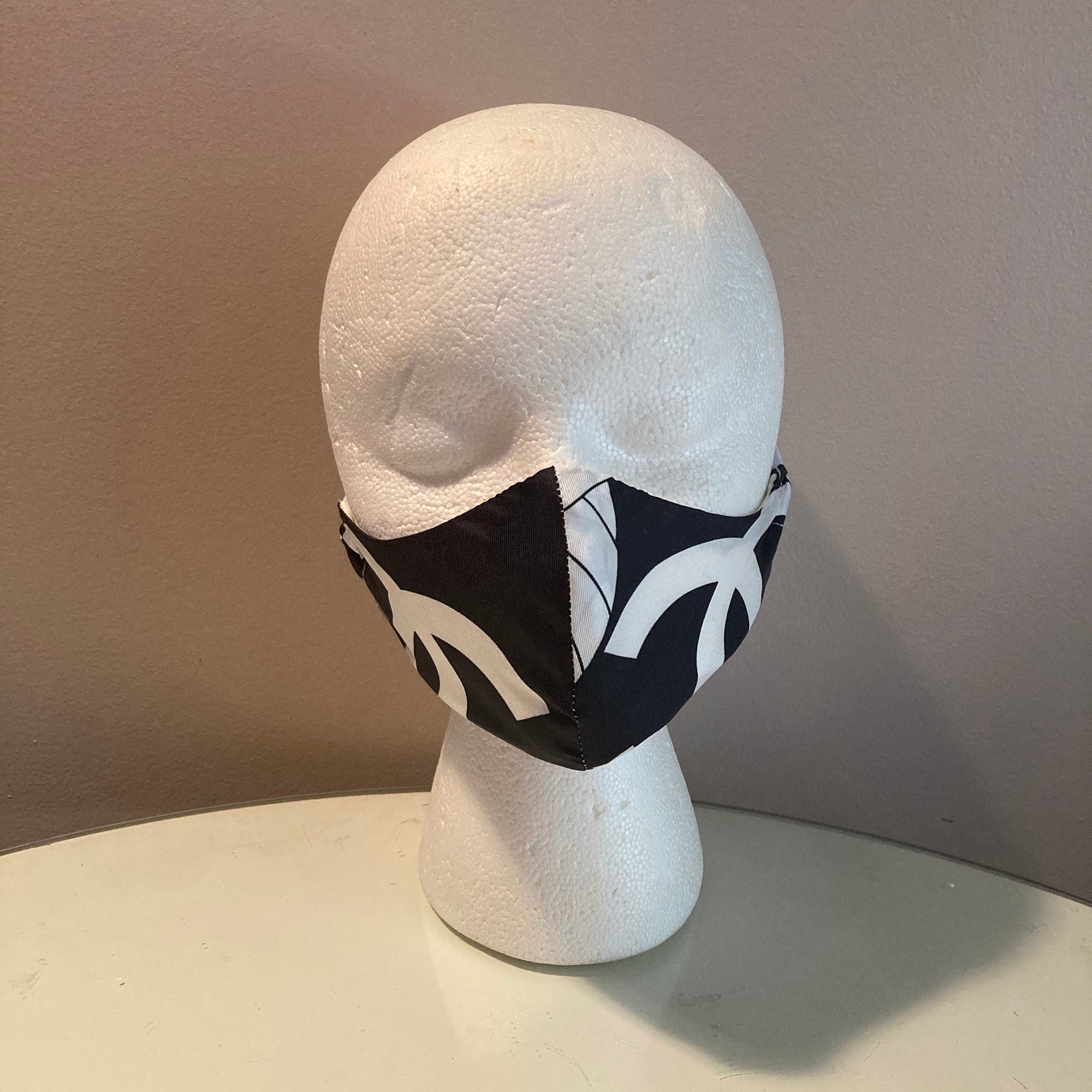 Chanel Black and White CC Logo Silk Scarf Face Mask