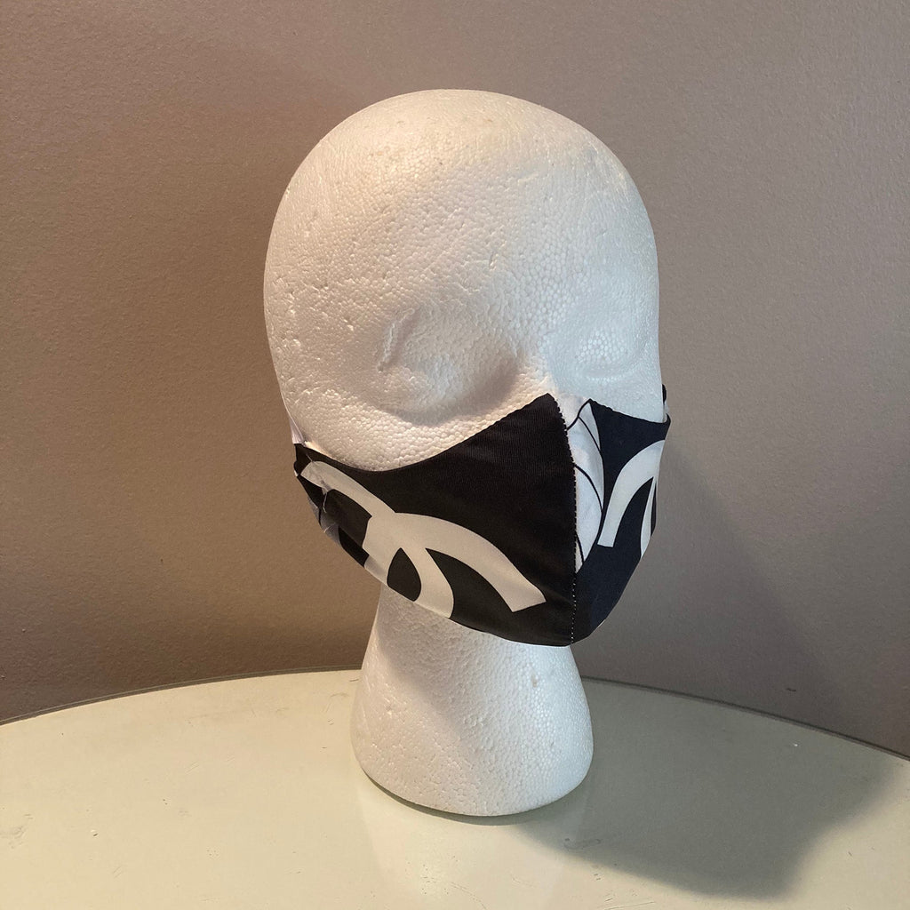 Chanel Black and White CC Logo Silk Scarf Face Mask