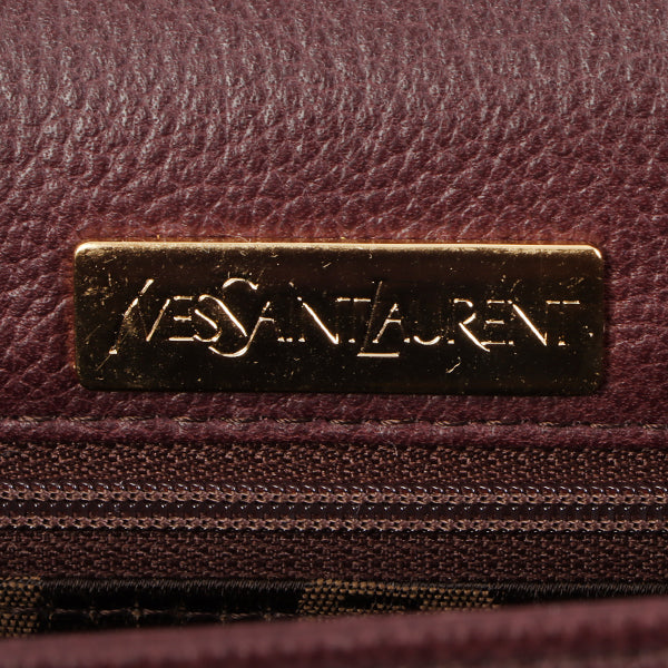 YVES SAINT LAURENT Diamond Cutout Logo Plate 2Way Bag Bordeaux