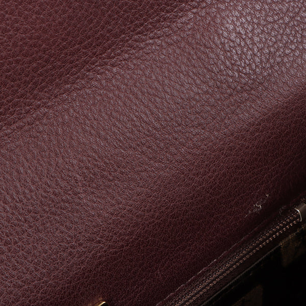 YVES SAINT LAURENT Diamond Cutout Logo Plate 2Way Bag Bordeaux