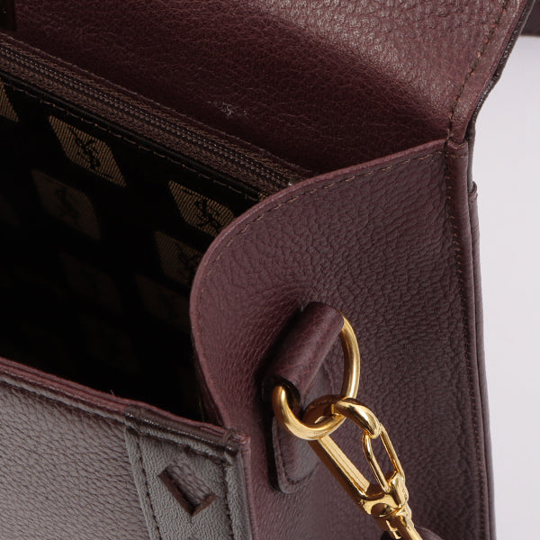 YVES SAINT LAURENT Diamond Cutout Logo Plate 2Way Bag Bordeaux