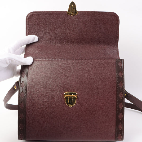 YVES SAINT LAURENT Diamond Cutout Logo Plate 2Way Bag Bordeaux