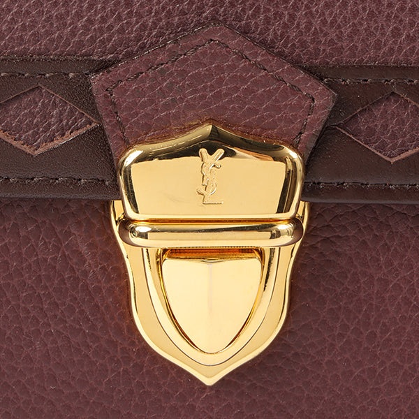 YVES SAINT LAURENT Diamond Cutout Logo Plate 2Way Bag Bordeaux
