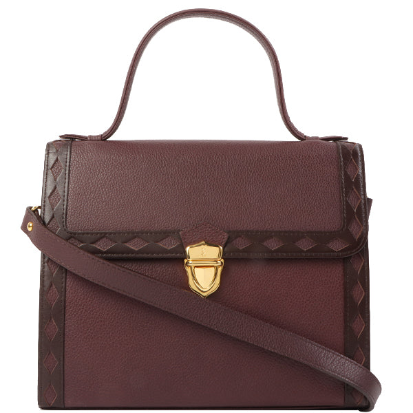 YVES SAINT LAURENT Diamond Cutout Logo Plate 2Way Bag Bordeaux