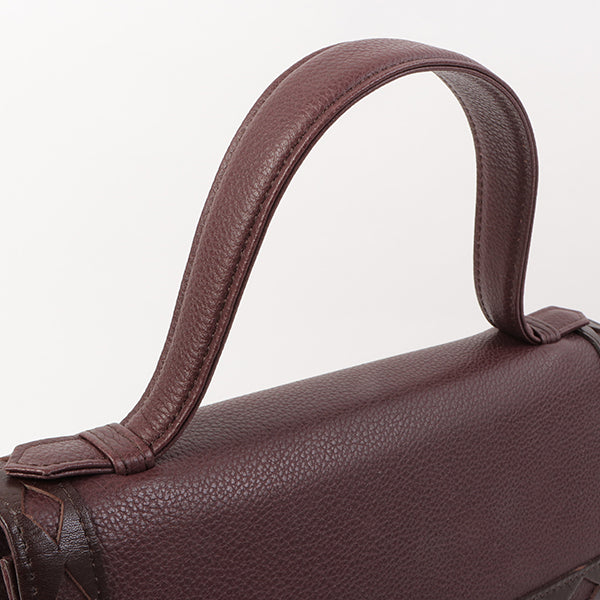 YVES SAINT LAURENT Diamond Cutout Logo Plate 2Way Bag Bordeaux