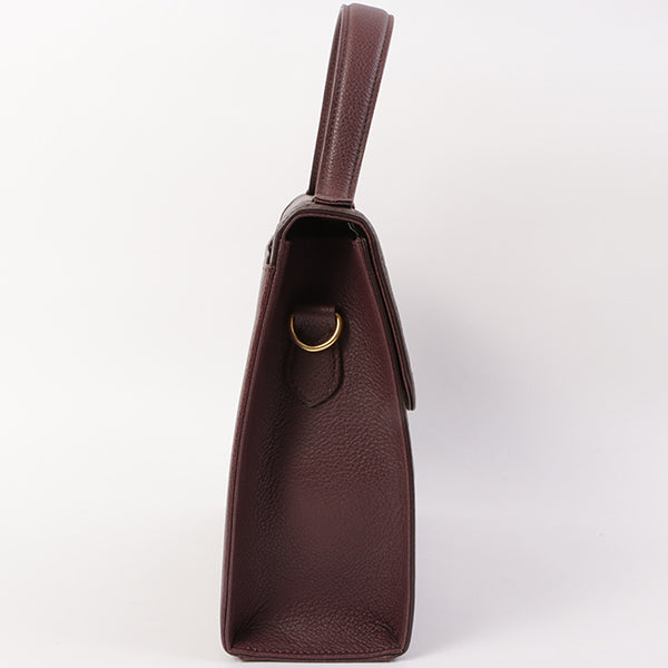 YVES SAINT LAURENT Diamond Cutout Logo Plate 2Way Bag Bordeaux