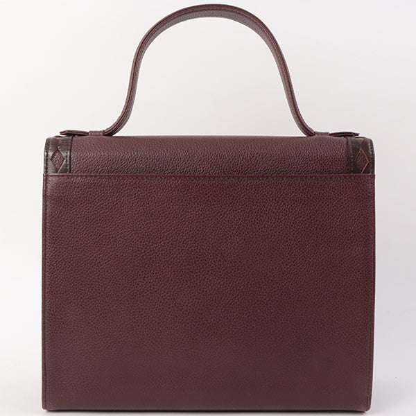 YVES SAINT LAURENT Diamond Cutout Logo Plate 2Way Bag Bordeaux