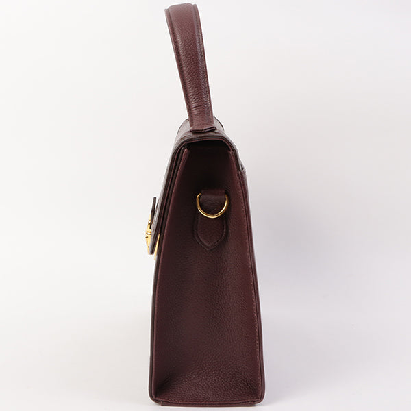 YVES SAINT LAURENT Diamond Cutout Logo Plate 2Way Bag Bordeaux
