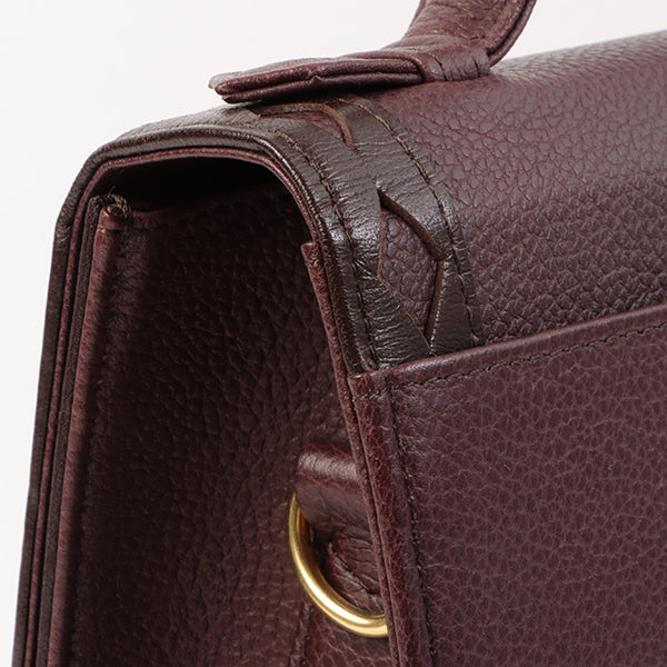 YVES SAINT LAURENT Diamond Cutout Logo Plate 2Way Bag Bordeaux