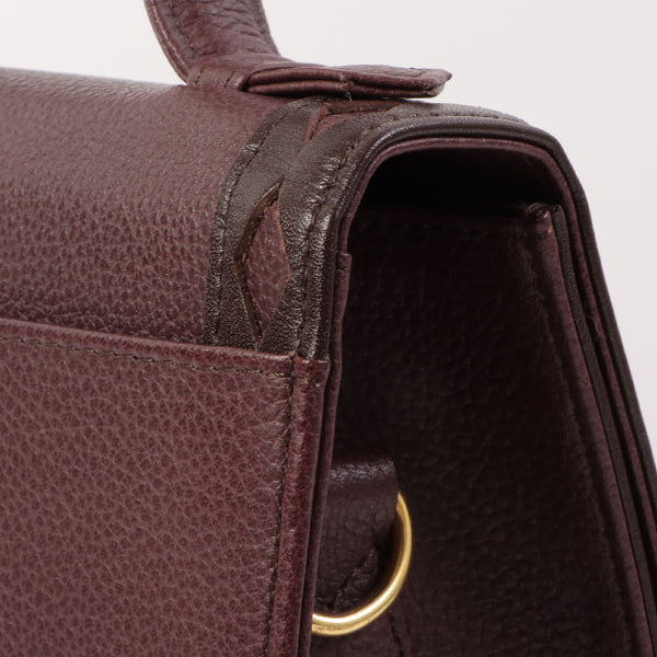 YVES SAINT LAURENT Diamond Cutout Logo Plate 2Way Bag Bordeaux