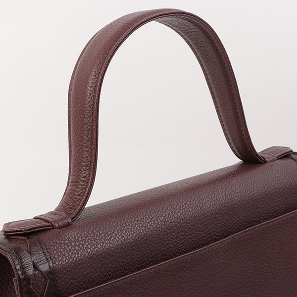 YVES SAINT LAURENT Diamond Cutout Logo Plate 2Way Bag Bordeaux
