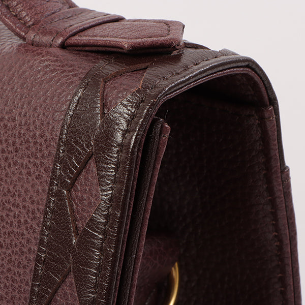 YVES SAINT LAURENT Diamond Cutout Logo Plate 2Way Bag Bordeaux