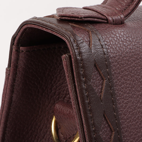 YVES SAINT LAURENT Diamond Cutout Logo Plate 2Way Bag Bordeaux