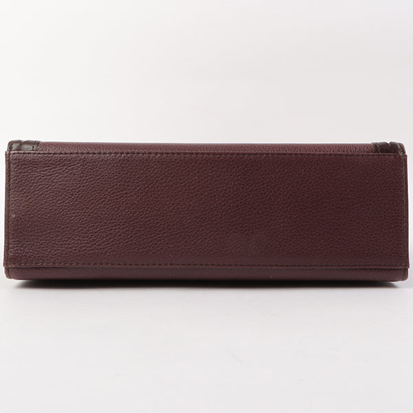 YVES SAINT LAURENT Diamond Cutout Logo Plate 2Way Bag Bordeaux