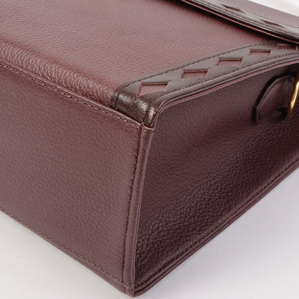 YVES SAINT LAURENT Diamond Cutout Logo Plate 2Way Bag Bordeaux