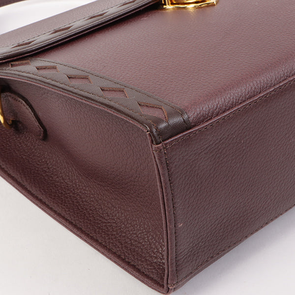 YVES SAINT LAURENT Diamond Cutout Logo Plate 2Way Bag Bordeaux