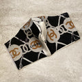 Chanel Black and Grey Silk Scarf Face Mask