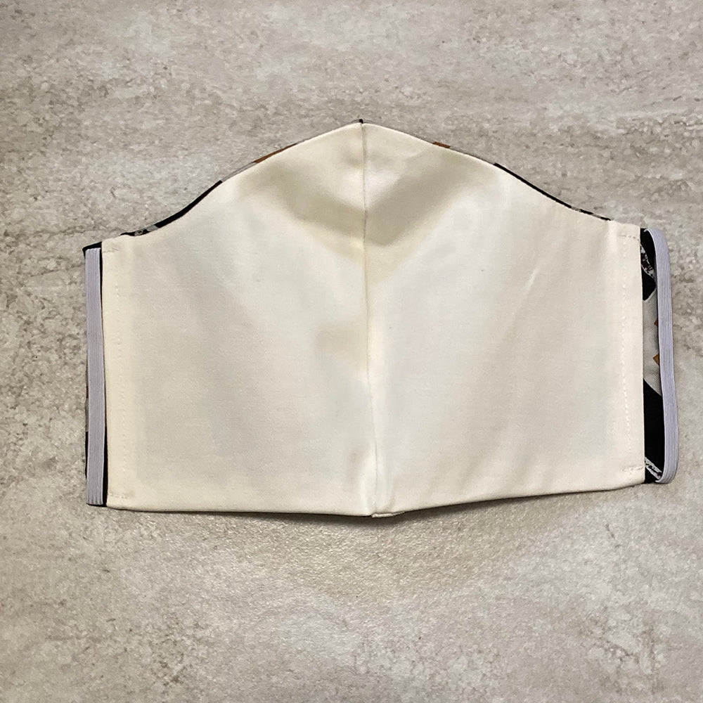 Chanel Black and Grey Silk Scarf Face Mask