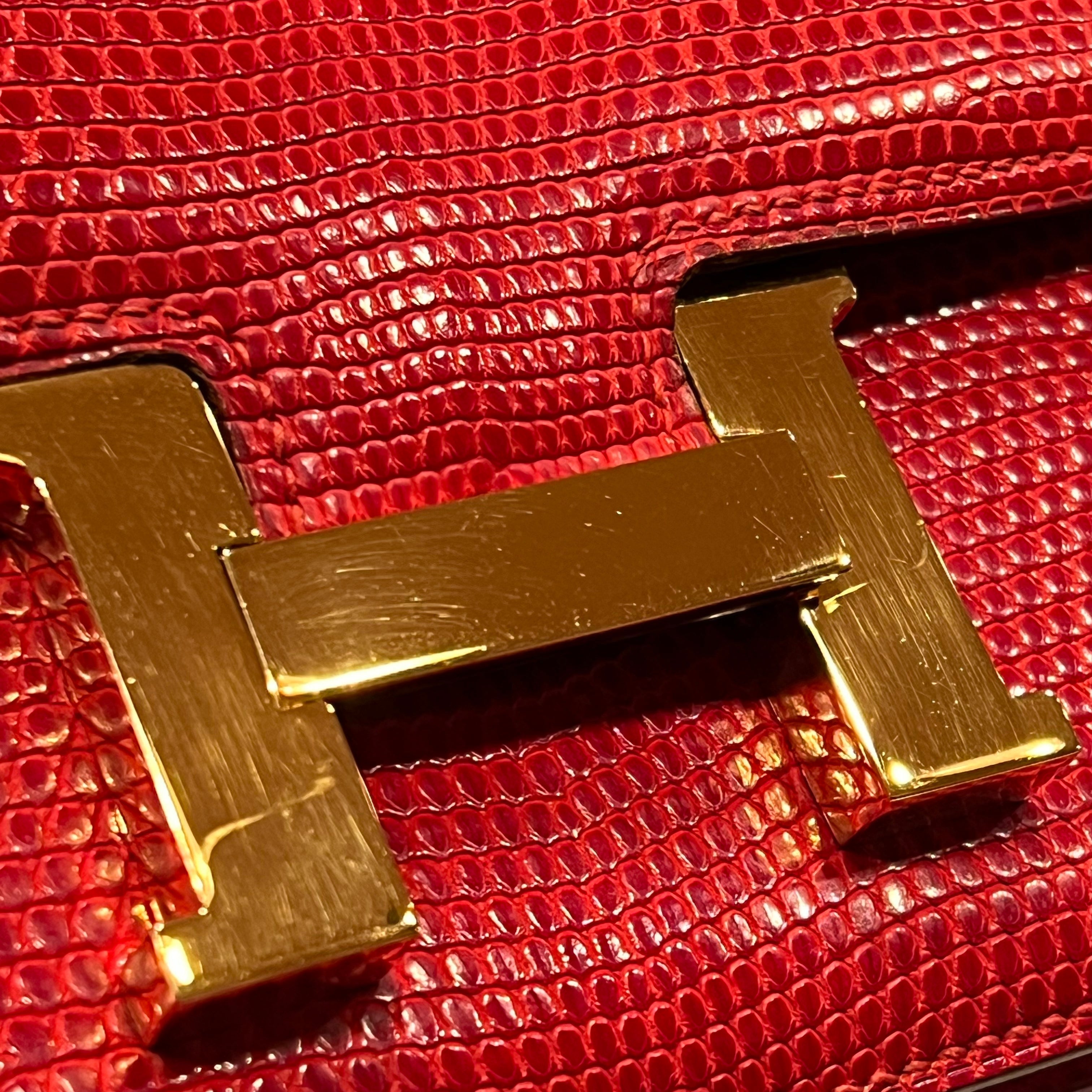 HERMES MINI CONSTANCE 18 Rouge Lizard