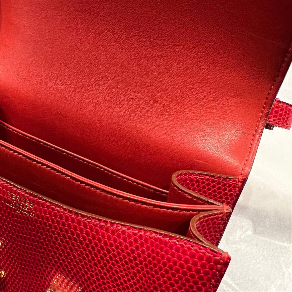 HERMES MINI CONSTANCE 18 Rouge Lizard