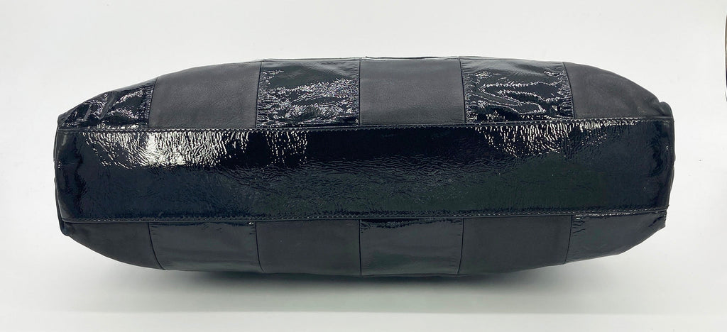 Chanel Black Leather Checkered Tote