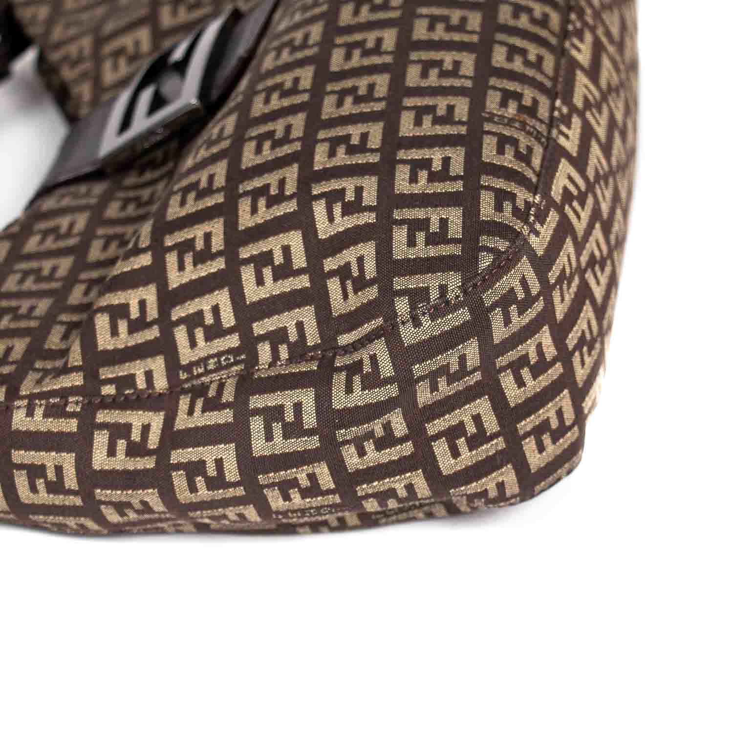 Fendi Leather Trimmed Zucca Baguette