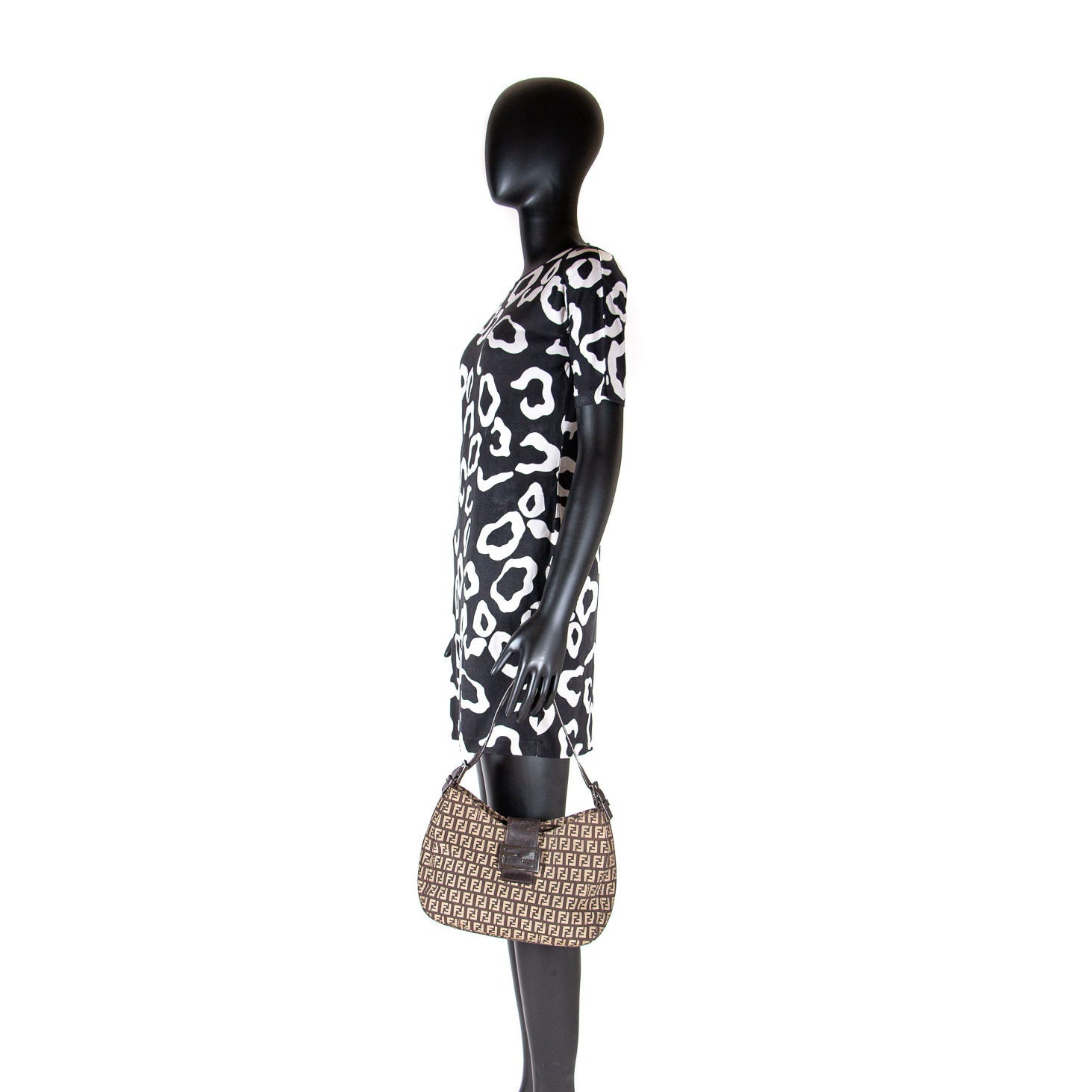 Fendi Leather Trimmed Zucca Baguette