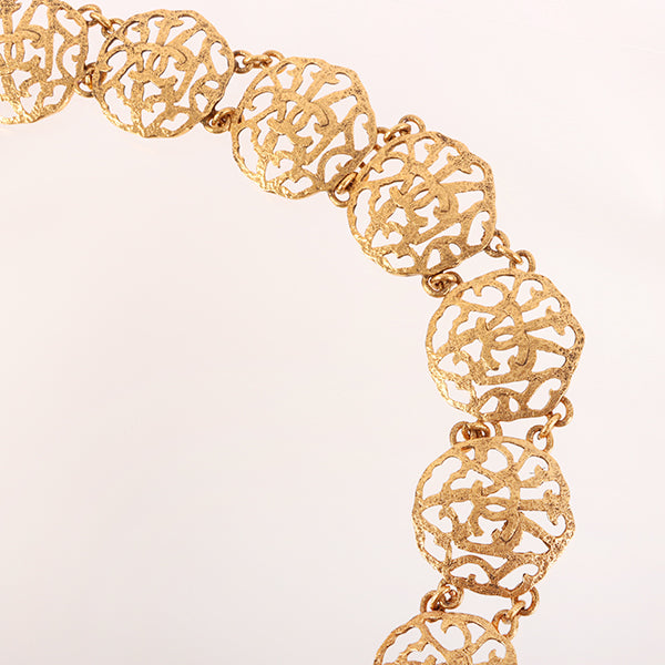 CHANEL 1990 Made Design Cutout Cc Mark Chain Belt