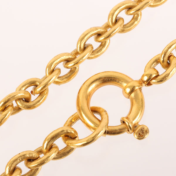 CHANEL 1994 Made Gripoix Round Cutout Cc Mark Necklace Green/Red