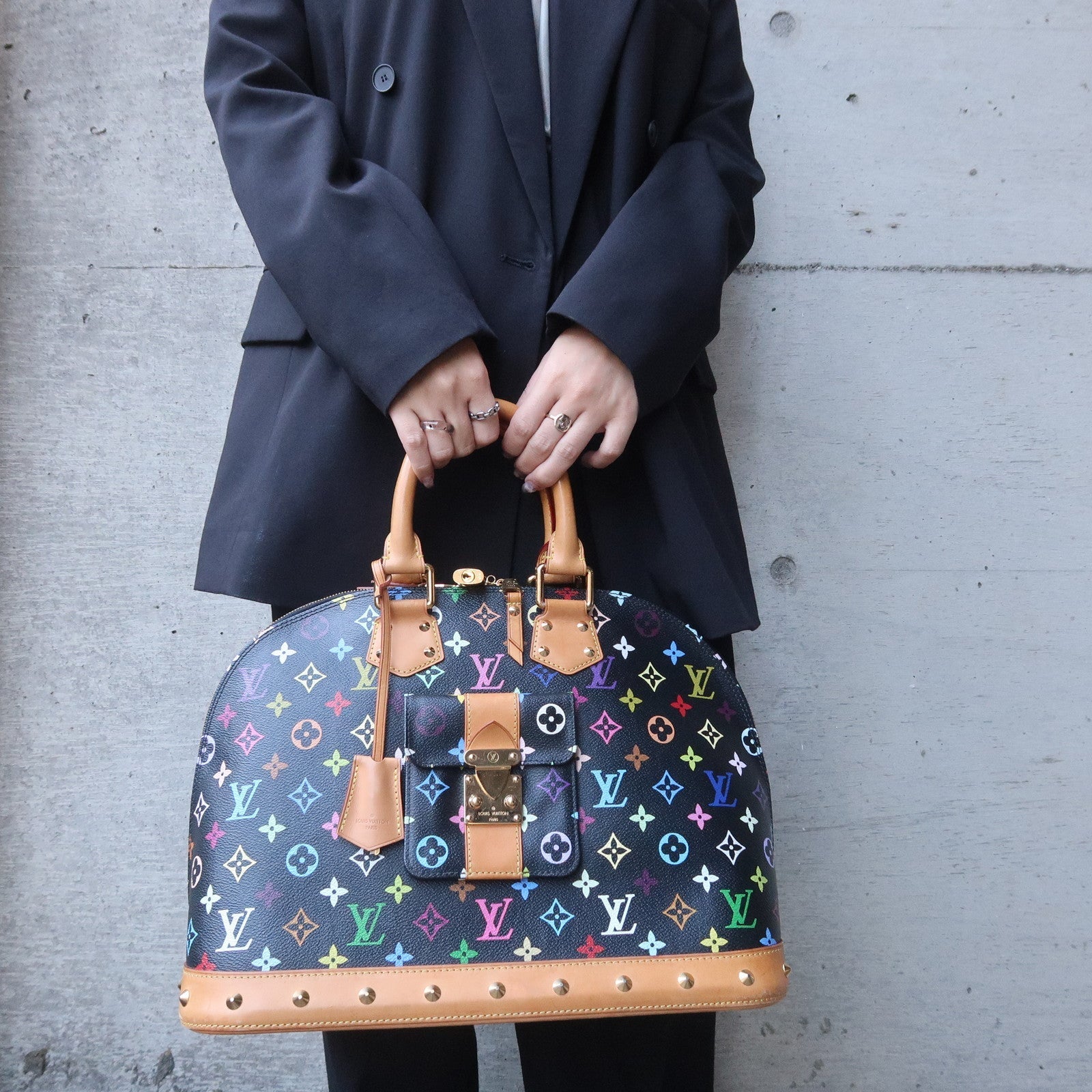 Louis Vuitton Monogram Multi Color Alma Hand Bag Noir M40442