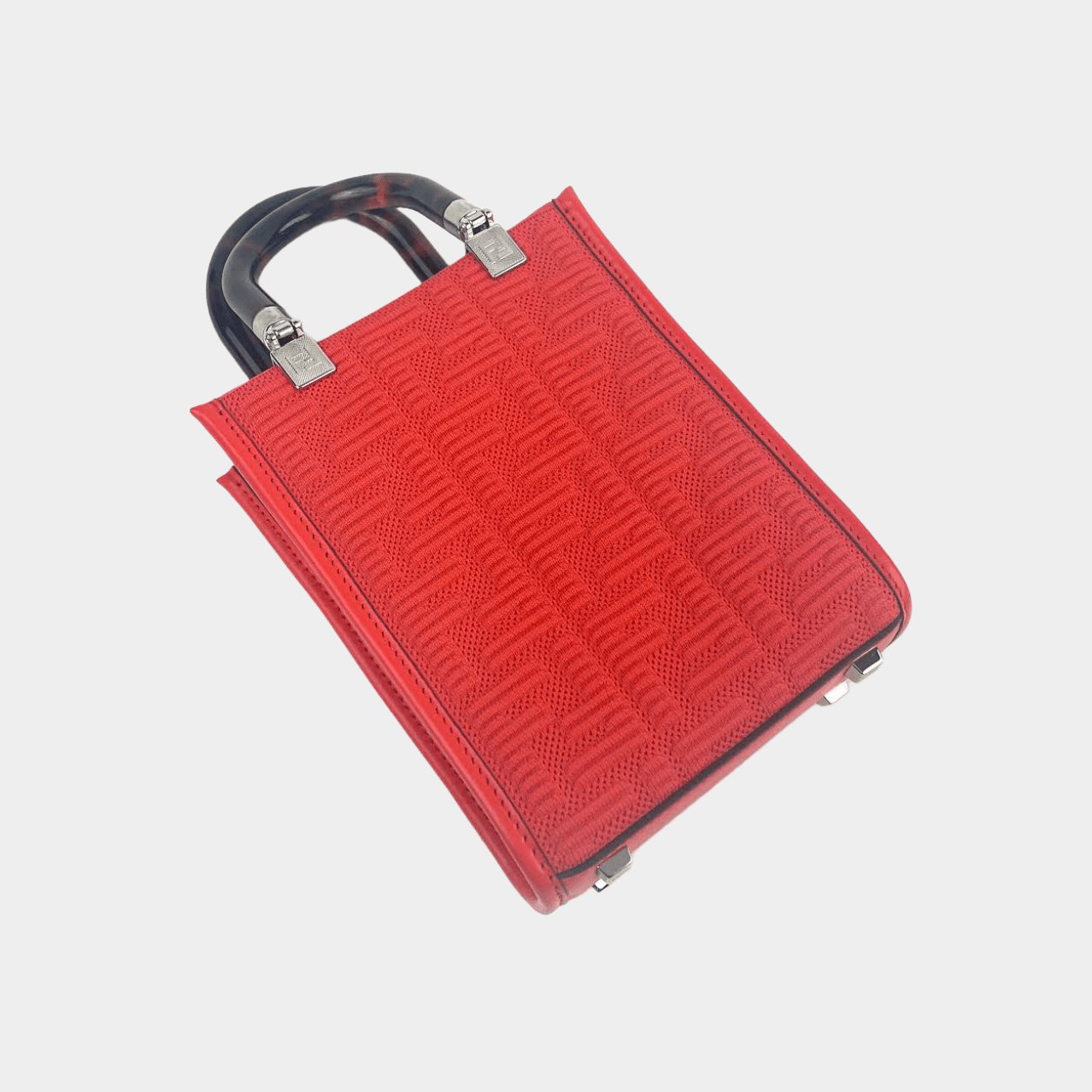 FENDI Mini Sunshine FF Fabric Shopper Tote - Red