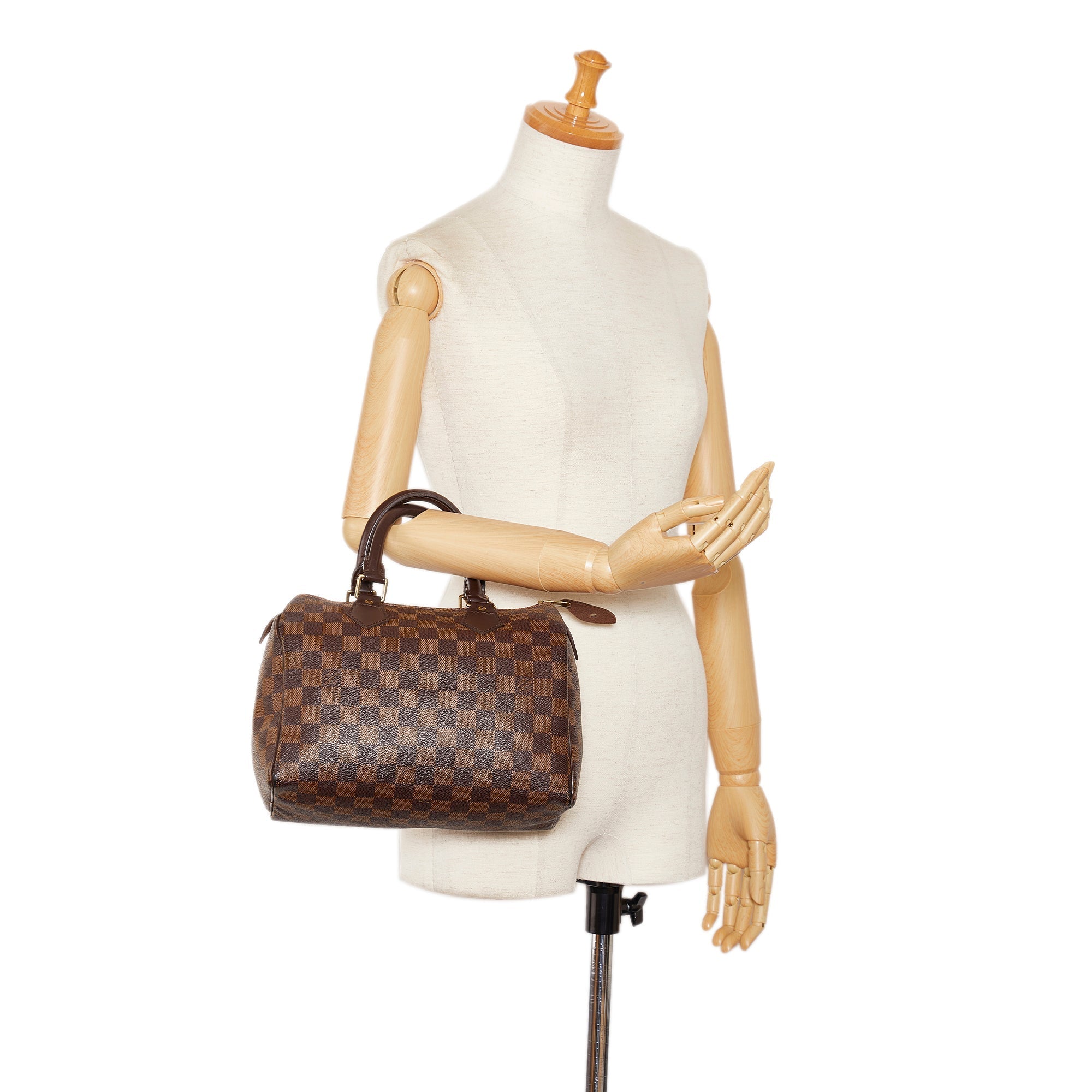 LOUIS VUITTON Damier Ebene Speedy 25 Boston Bag