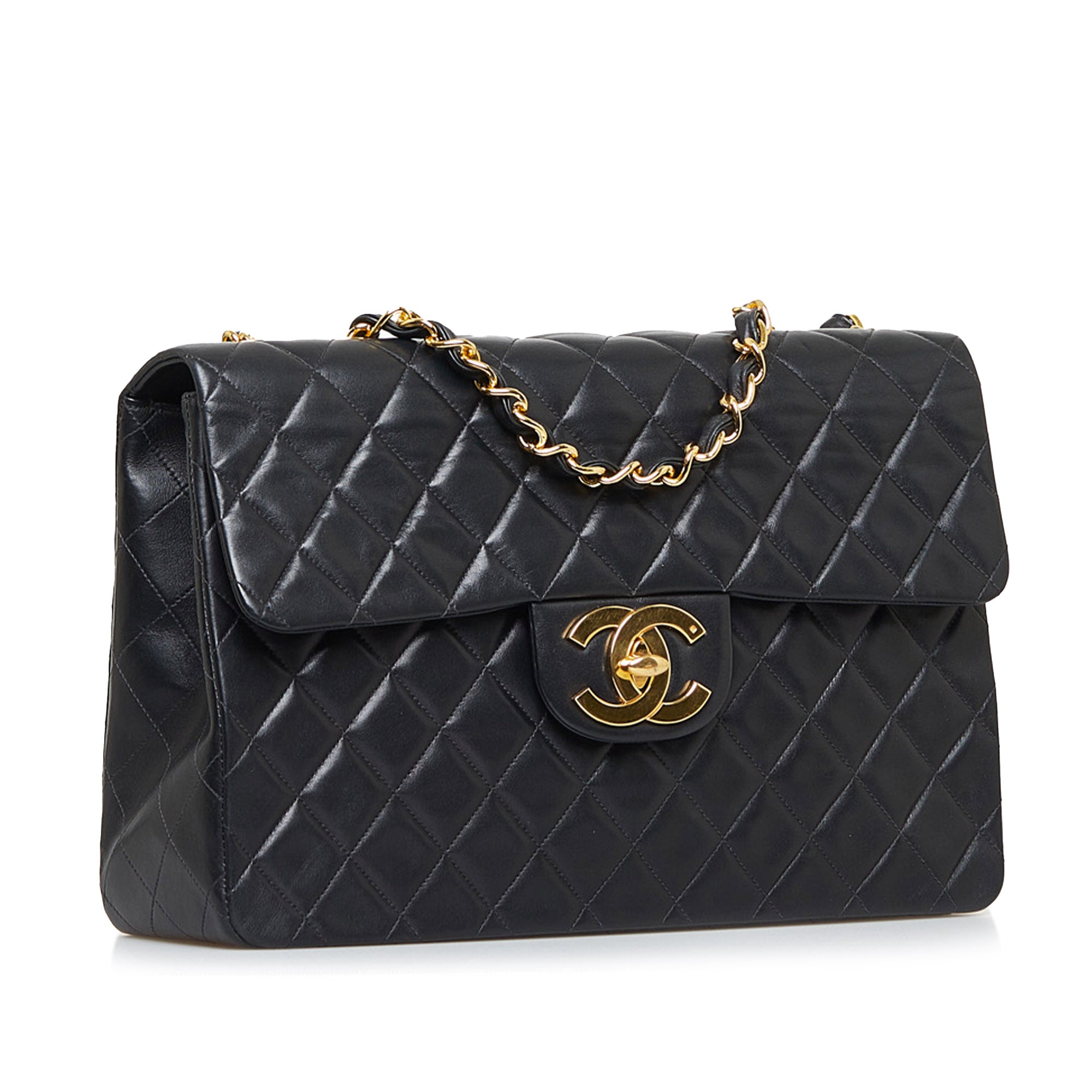 CHANEL Maxi Classic Lambskin Single Flap Shoulder Bag