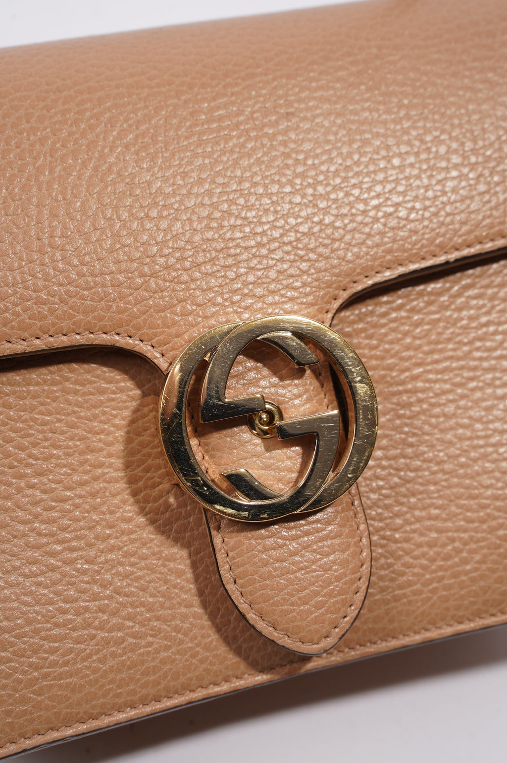 Gucci Interlocking Crossbody Bag Nude Leather Small