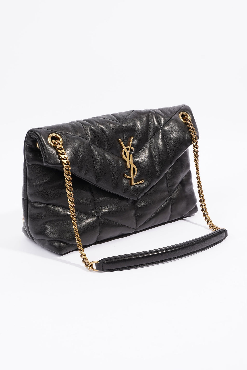 Saint Laurent Lou Lou Puffer Black Calfskin Leather Small