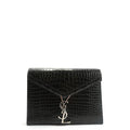 SAINT LAURENT Cassandra Chain Shoulder Bag-  Black Croc Embossed