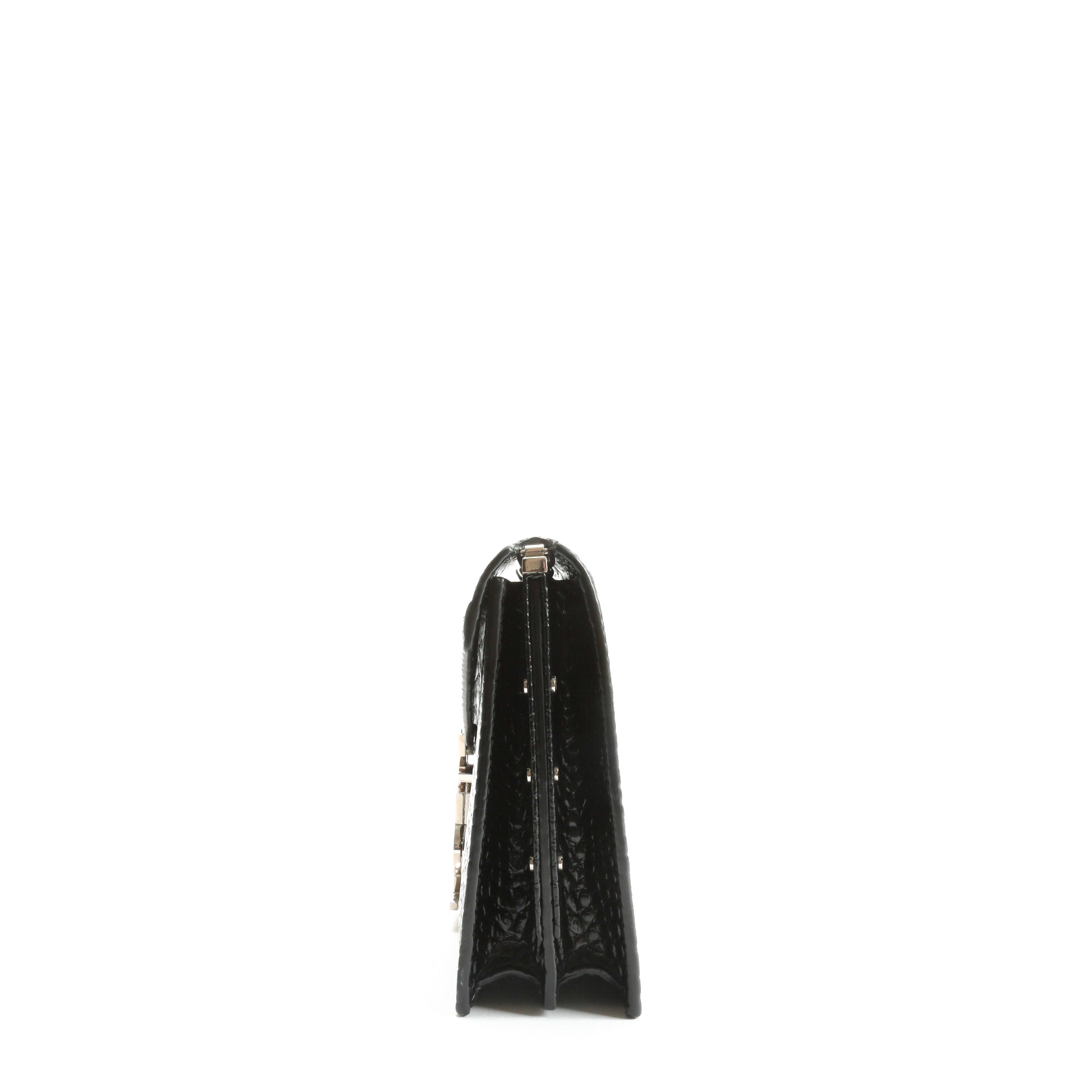 SAINT LAURENT Cassandra Chain Shoulder Bag-  Black Croc Embossed