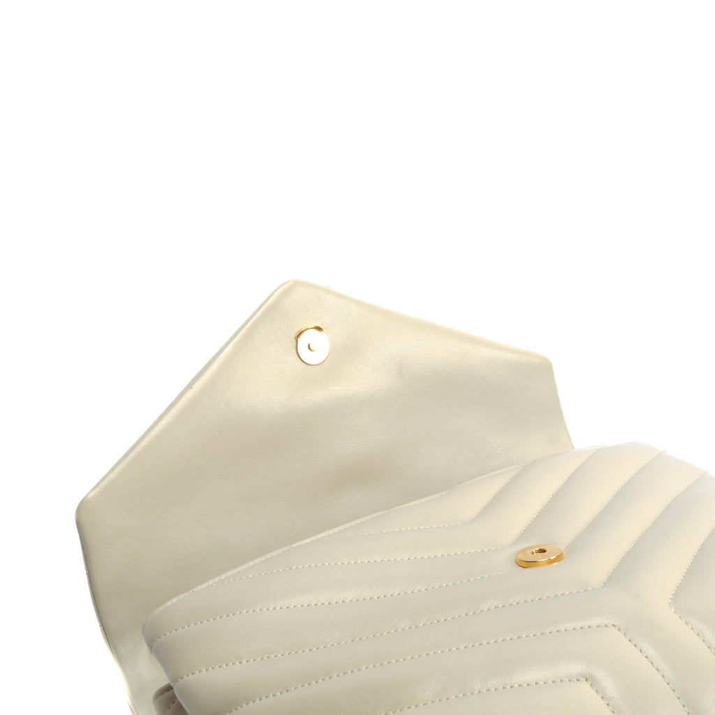 SAINT LAURENT Lou Lou Medium Flap Off White