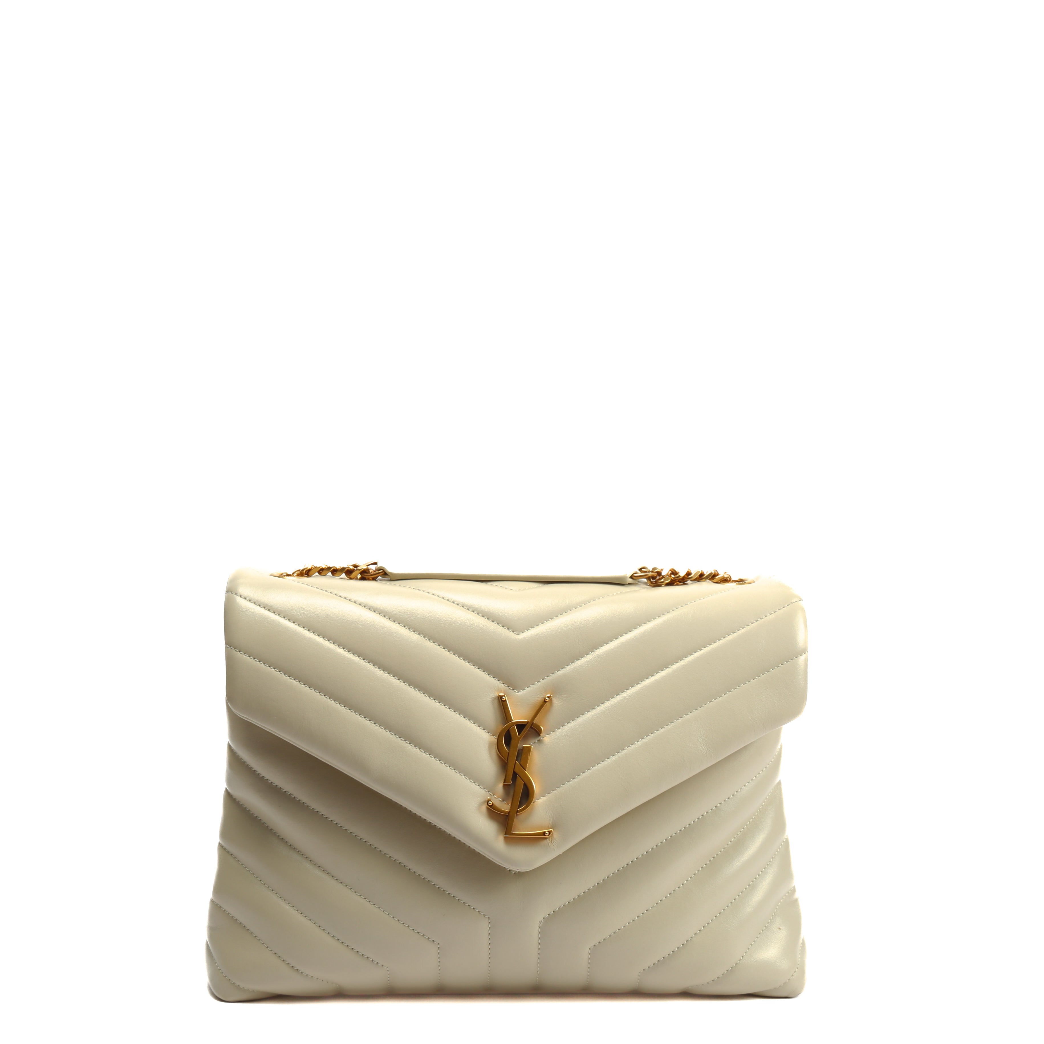 SAINT LAURENT Lou Lou Medium Flap Off White