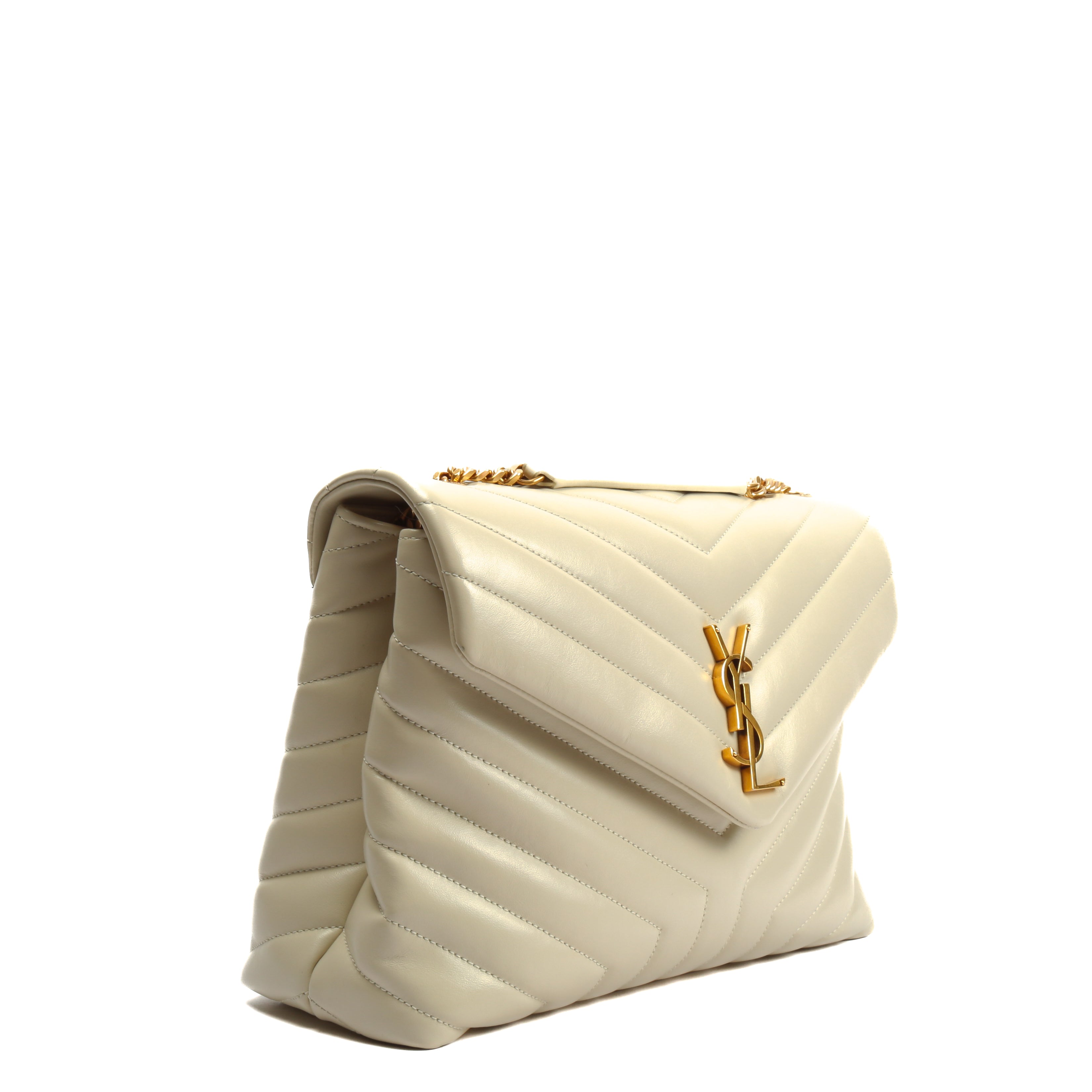SAINT LAURENT Lou Lou Medium Flap Off White