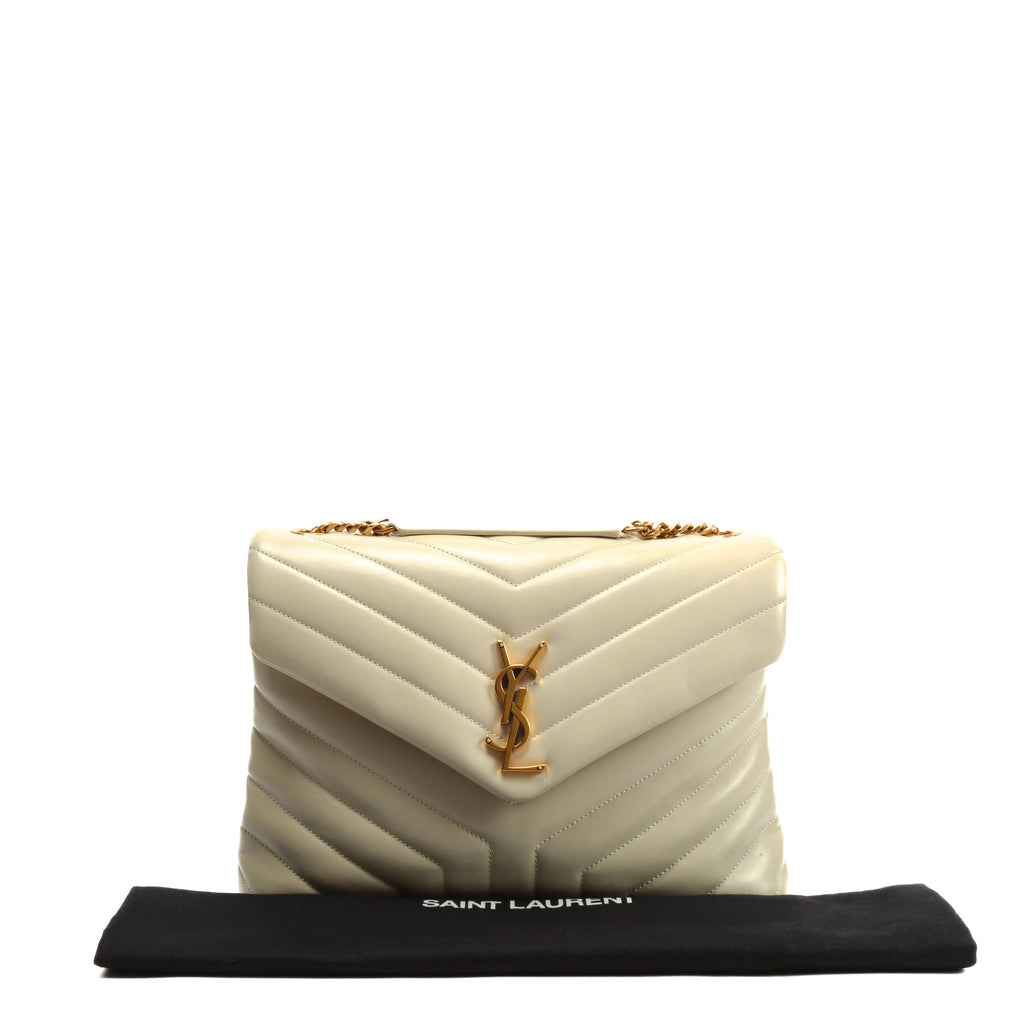 SAINT LAURENT Lou Lou Medium Flap Off White