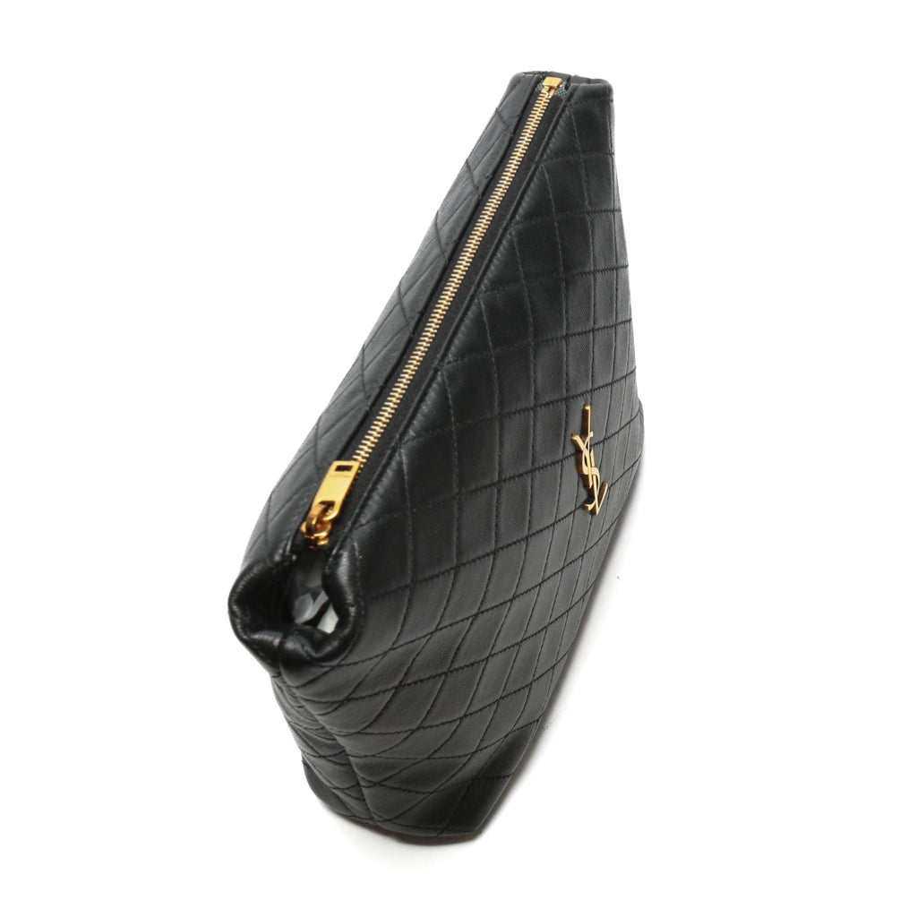 SAINT LAURENT Gaby Quilted Leather Black Pouch